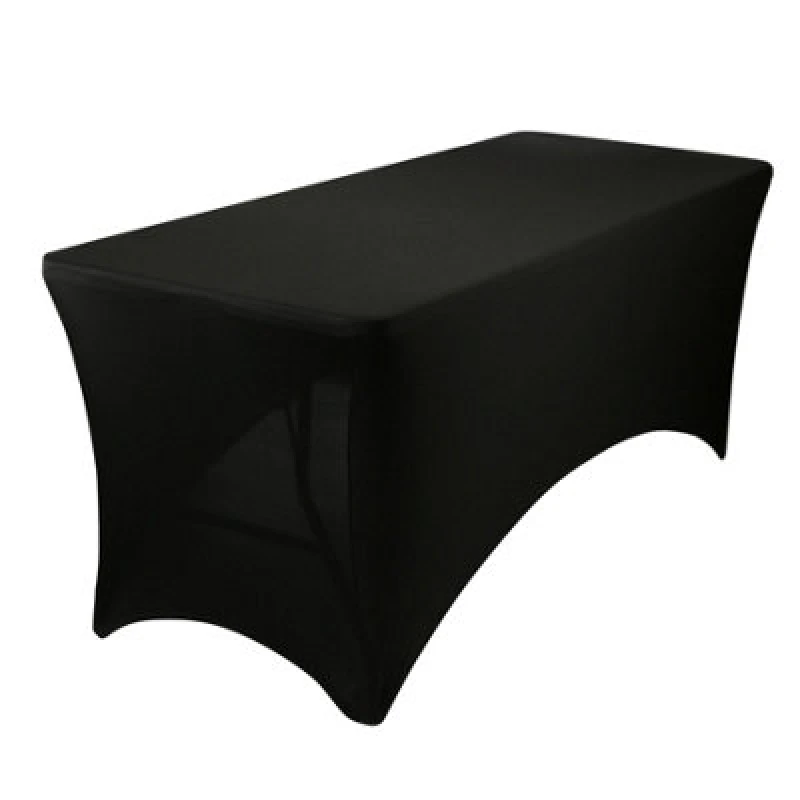 Image of Harbour Housewares Rectangular Spandex Fitted Tablecloth - 6ft (180Cm) - Black - 1X Elasticated Stretchy Table Cloth Cover