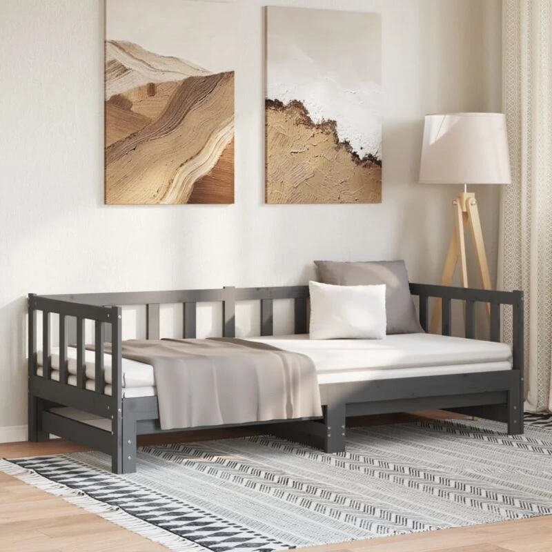 Image of VIDAXL Pull-out Day Bed without Mattress Grey 2x(90x190)cm vidaXL 8720287133667