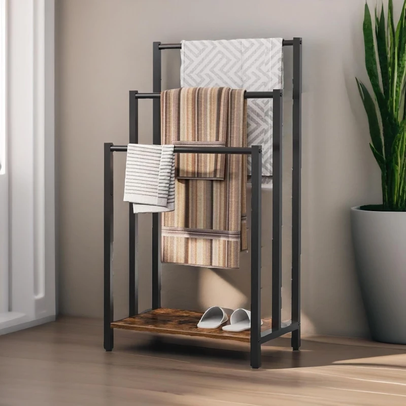 Image of Rafaelo Mobilia Free Standing Towel Rail in Brown Brown Unisex