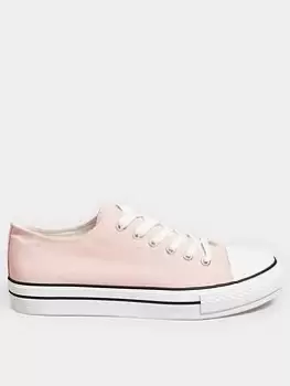 Image of Yours Yours Wide Fit Canvas Flatform Pink, Size 5, Women