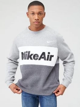 image of Nike Air Fleece Crew Sweat - Dark Grey, Size 2XL, Men