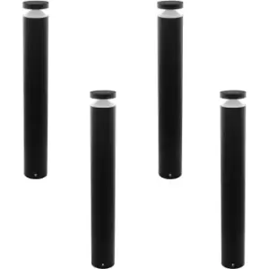 Image of 4 PACK IP44 Outdoor Bollard Light Black Cast Aluminium 11W LED Lamp Post