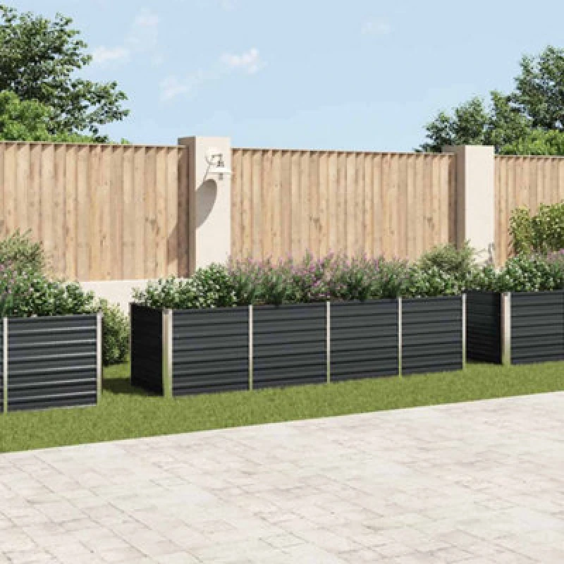 Image of Vidaxl Garden Raised Bed Anthracite 320X80X77cm Galvanised Steel