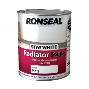 image of Ronseal Stays White Radiator Paint Matt - 750ml