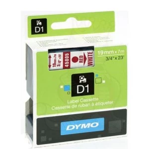 image of Dymo 40915 Red on White Label Tape 9mm x 7m