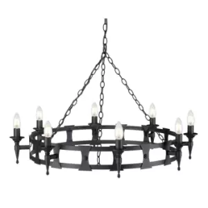 Image of 8 Bulb Chandelier Hanging Pendant LIght Black LED E14 60W Bulb