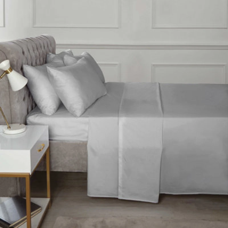 Image of Rapport Home TH Percale Fitted Sheet in Silver Size: King Silver Unisex King