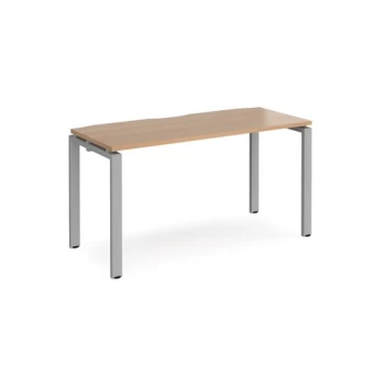 Image of Bench Desk Single Person Rectangular Desk 1400mm Beech Tops With Silver Frames 600mm Depth Adapt