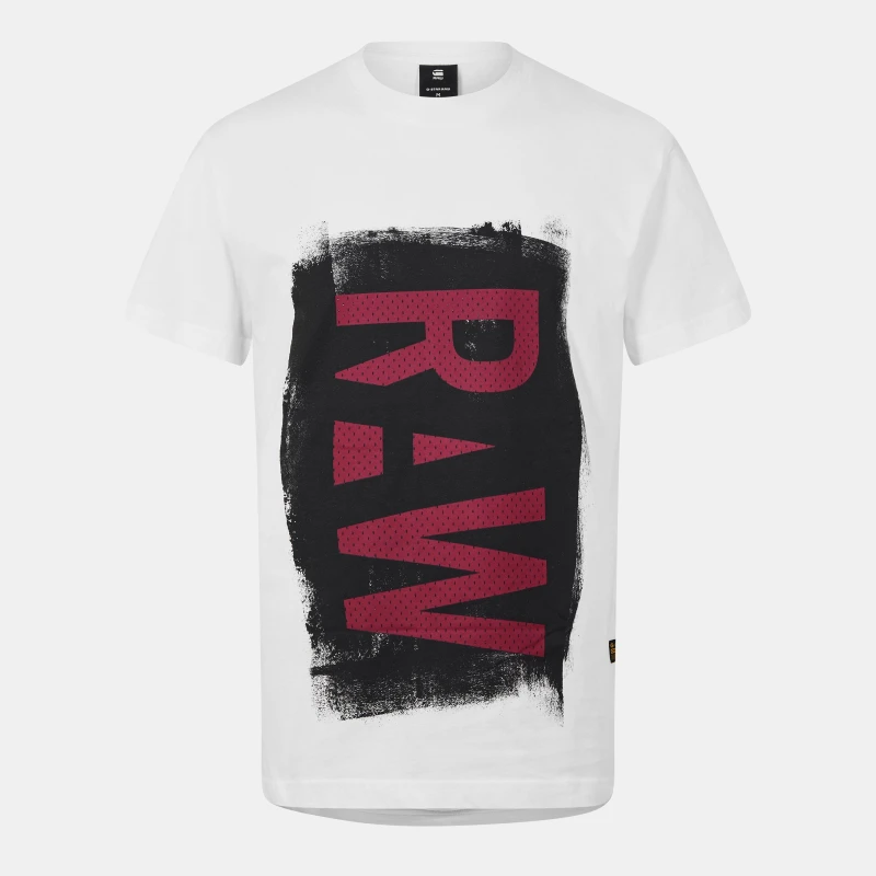 Image of G Star Painted RAW Graphic T-Shirt White male Small