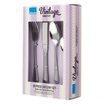 Amefa Vintage Bead 24 Piece 6 Person Cutlery Set - Gift Boxed