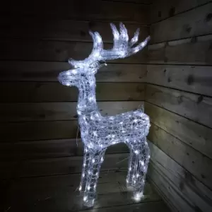 Image of Christmas Lit Soft Acrylic Reindeer White LED Indoor Outdoor
