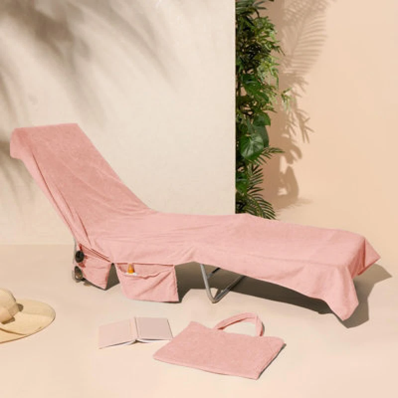 Image of OHS OHS Beach Towel Bag Microfiber Quick Dry Absorbent Bath Large Travel Spa in Light Pink Light Pink One Size Unisex 5027434196616