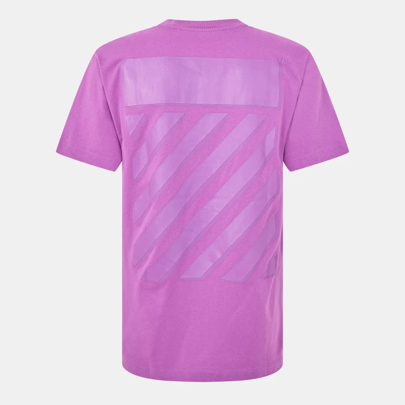 Image of Off-White Off-White Men Diag Tab Slim Fit Orchird Purple T-Shirt in White Size: X-Small White XS Male 8051594147253