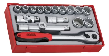 Image of Teng Tools TT1218 17 Piece 1/2" Drive 12 Point Socket Set with Accessories