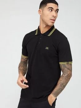 Alpha Industries Twin Stripe Neon Tipping Polo Shirt - Black