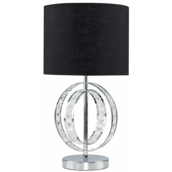 Modern Acrylic Jewel Double Hoop Table Lamp with a Cotton Light Shade - Black