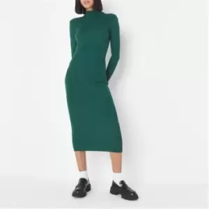 Missguided Recycled Rib Roll Neck Knit Midi Dress - Green