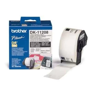 Image of Brother DK-11208 Label Tape 38mm x 90mm Black on White x 400