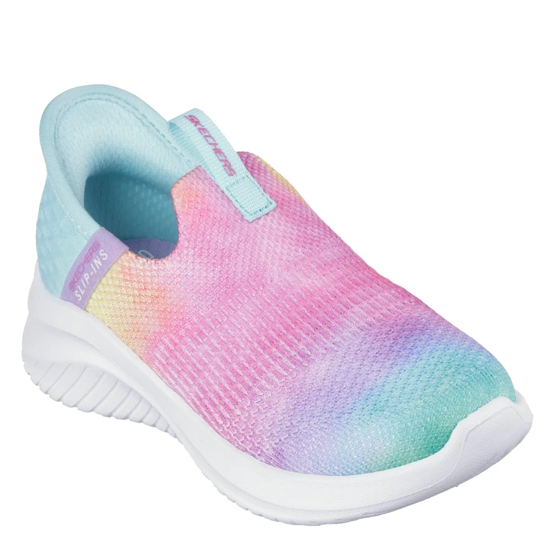 Image of Skechers Slip-Ins Stretch Fit Multi Print Kn Slip On Trainers Unisex Kids Multi unisex C4 (20.5)