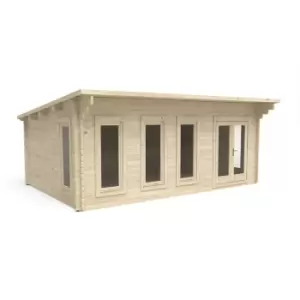 image of Forest Wolverley 6.0m x 4.0m Log Cabin Double Glazed 24kg Polyester Felt, No Underlay - Installation Included