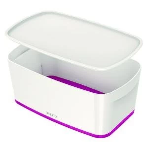 image of Leitz MyBox Small Storage Box With Lid WhitePink 52291023