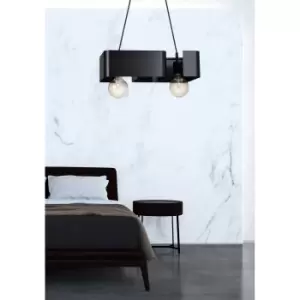 image of Koma Black Bar Pendant Ceiling Light 2x E27