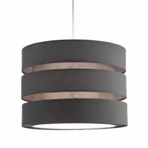 image of Nielsen Maggiore Modern Large 3 Tier Cylinder Fabric Ceiling Pendant Light Shade In Grey 35Cm Wide