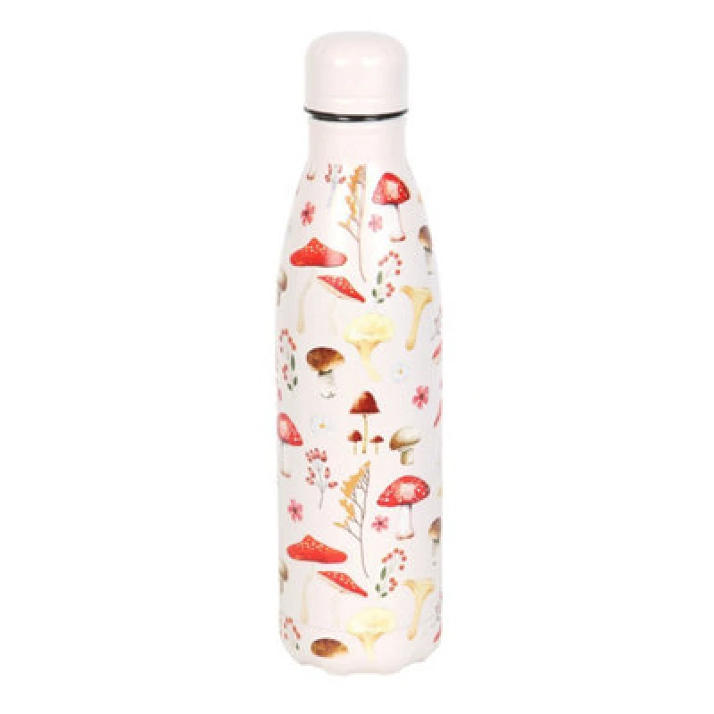 Image of Something Different Something Different Mushroom Metal All-Over Print Water Bottle in Cream Cream One Size Unisex 5063527008268