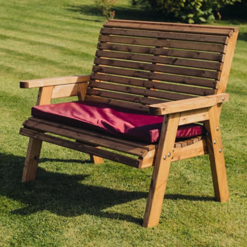 Image of Churnet Valley Garden Furniture Ltd Waterproof Double Cushion Only - L42 X W100 X H6cm - Assembled - Wine