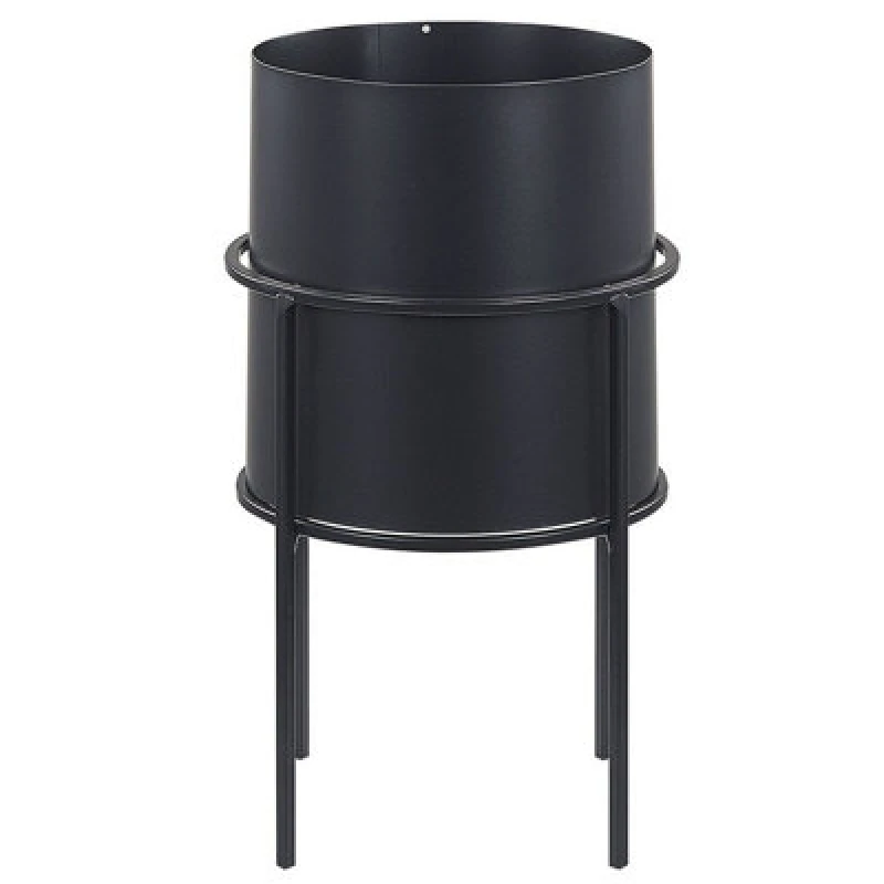 Image of Beliani Elevated Plant Pot Milea Metal 16cm Black