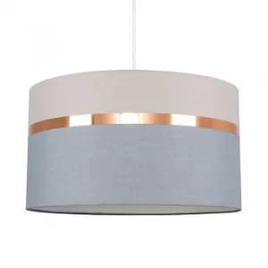 Image of Lorenzo Grey Pendant Shade With Copper Trim
