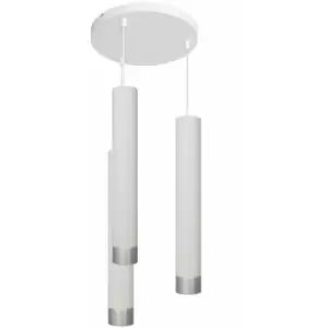 Image of Helam Tuba Cluster Pendant Ceiling Light White, Chrome 30cm