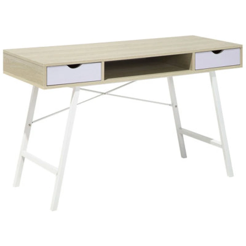 Image of Beliani Home Office Desk Clarita Light Brown 120 Cm 48cm With Storage