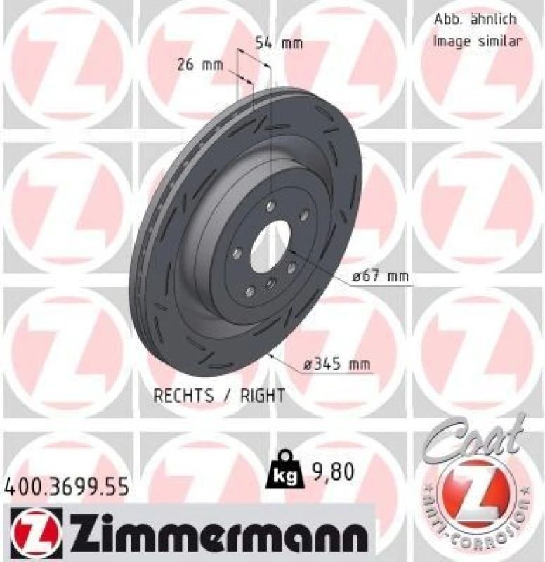Image of ZIMMERMANN Brake disc ZIMMERMANN 400.3699.55