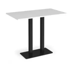 Image of Eros rectangular poseur table with flat Black rectangular base and twin uprights 1400mm x 800mm - white