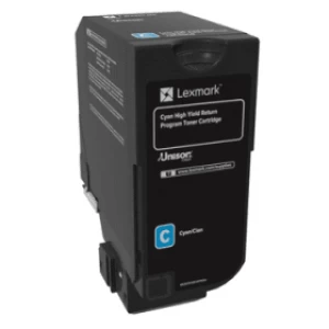 Image of Lexmark 74C2HC0 Cyan Laser Toner Ink Cartridge