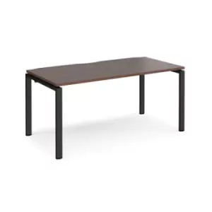 Image of Bench Desk Single Person Rectangular Desk 1600mm Walnut Tops With Black Frames 800mm Depth Adapt
