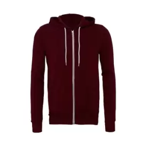 image of Canvas Unixex Zip-up Polycotton Fleece Hooded Sweatshirt / Hoodie (2XL) (Maroon)