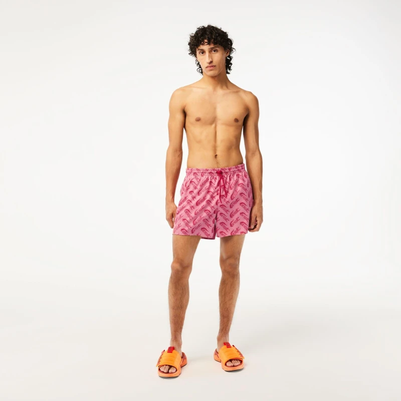 Image of Lacoste Mens Logo Swim Shorts Lighthouse Red male S