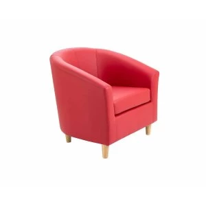 TC Office Lux Tub Armchair with Wooden Feet, Red