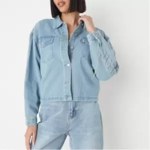 Image of Missguided Oversized Lace Up Denim Shirt - Blue