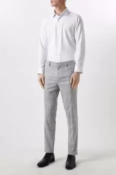 image of Mens Slim Fit Grey Textured Check Suit Trousers