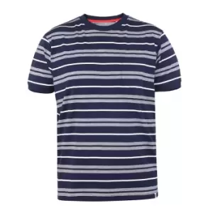 image of Duke Mens Piccadilly D555 Yarn Dyed Stripe Jacquard Kingsize T-Shirt (3XL) (Navy/White)