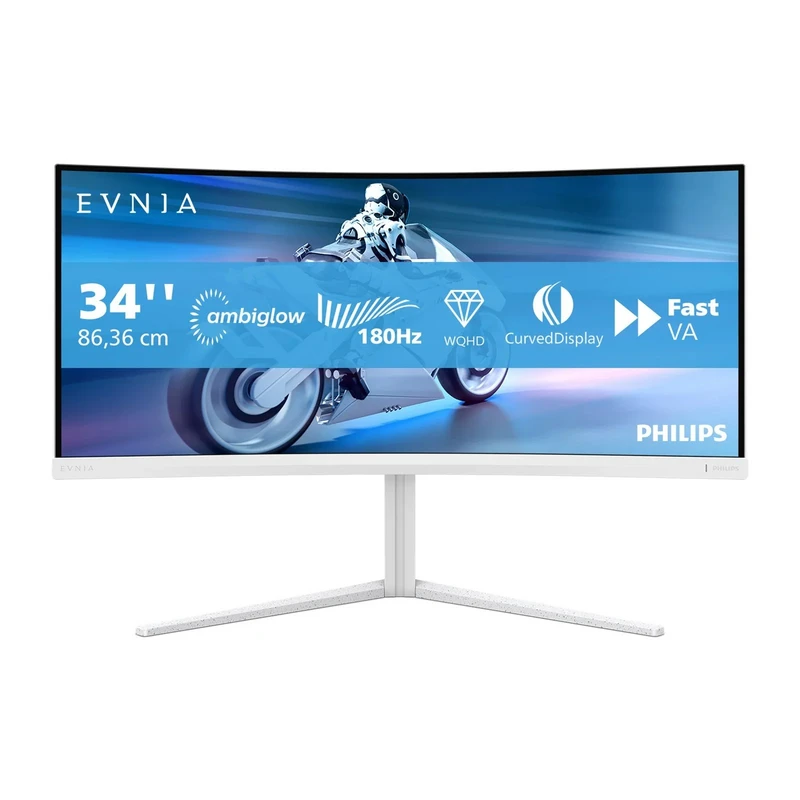 Image of Philips Evnia 34M2C5501A 34 VA WQHD 180Hz Curved Gaming Monitor 34M2C5501A/00 White