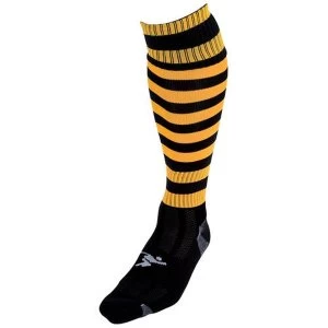 Image of Precision Hooped Pro Football Socks Black/Amber- UK Size 3-6