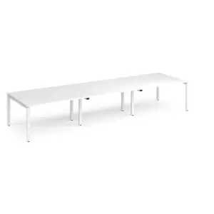 Image of Dams Adapt triple back to back desks 4200mm x 1200mm - white frame, white top