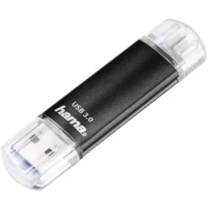 image of Hama Laeta Twin OTG USB 3.0 Flash Drive 128GB (Black)