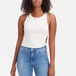 Image of Calvin Klein Jeans Womens Side Gathering Tank Top - Ancient White - S