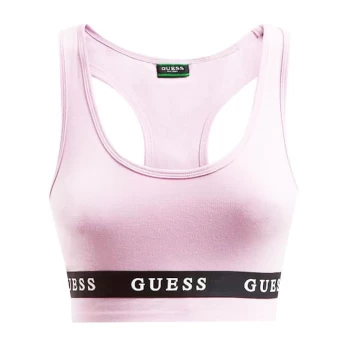 Image of Guess Guess Core Stripe Logo Bra - Lilac Cream