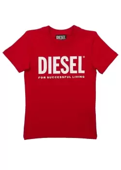 Image of Diesel Kids Classic Logo T-Shirt In Red